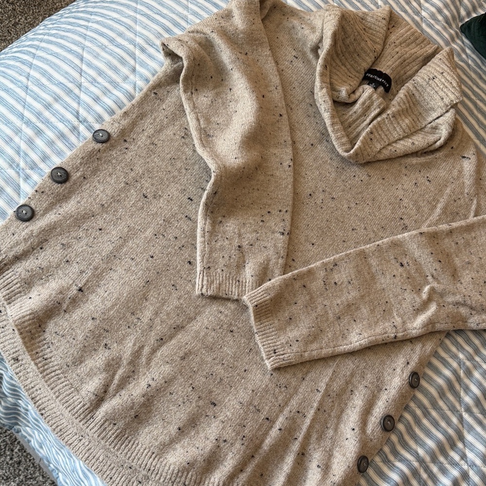Shawl Collar Sweater in Oatmeal Speckle - Picture 3 of 4